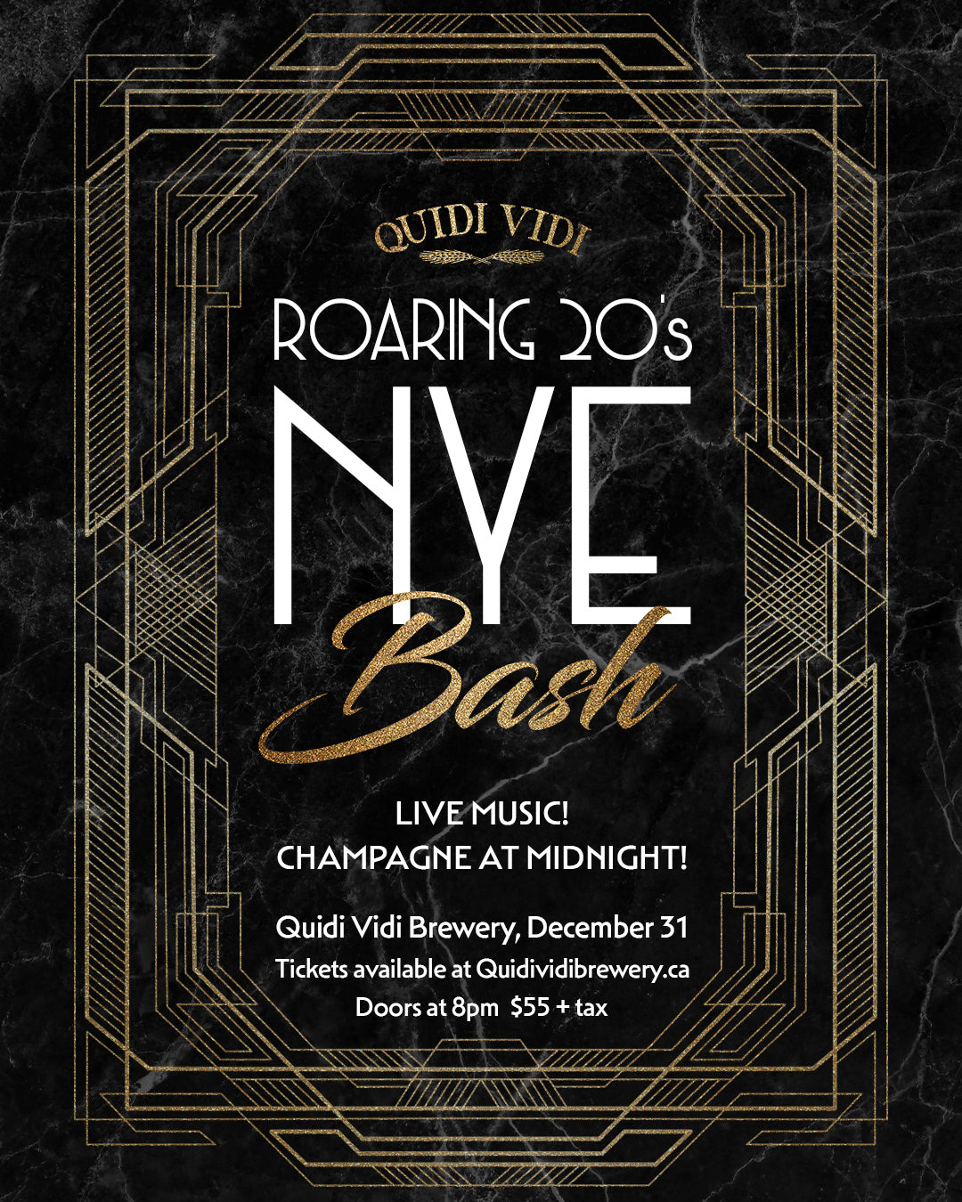 NYE Roaring 20's Bash at Quidi Vidi Brewery!